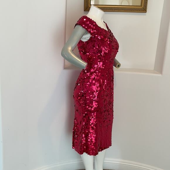 Dolce & Gabbana Fuchsia Fitted Sequin Dress IT 48 - Picture 3 of 16